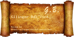 Gilinger Bálint névjegykártya